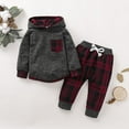 thumbnail image 1 of Lovebay Baby Boys 2Pcs Autumn Plaid Outfit Sets Long-sleeved Hoodie Sweatshirt Sweatpants for Infant Toddler Kids,3-6 Months, 1 of 9
