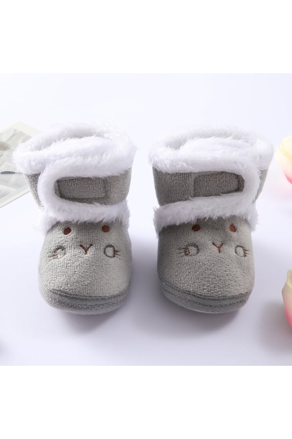Lovebay Baby Boys Girls Cartoon Bear Toddler Booties Infant Prewalker Cotton Shoes Newborn Plus Velvet Warm Boots