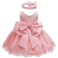 thumbnail image 1 of Lovebay Baby Children Girls' Christening Lace Flower Dress Princess Formal Prom Tutu Ball Gown Pageant Party Wedding Dresses Pink 18-24 Months, 1 of 9