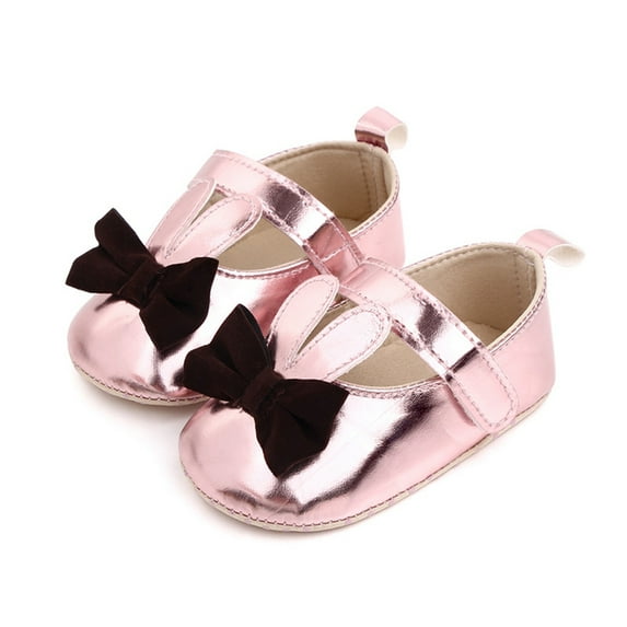 Lovebay Baby Girl Infants Bowknot Rabbit PU Leather Princess Shoes Wedding Soft Sole Crib Shoes