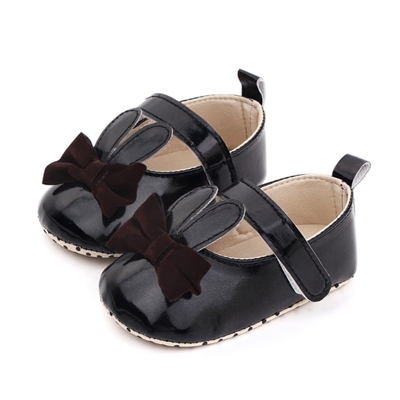 Lovebay Baby Girl Infants Bowknot Rabbit PU Leather Princess Shoes Wedding Soft Sole Crib Shoes
