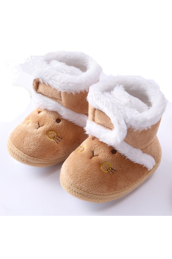 Lovebay Baby Girls Boys Cartoon Bear Toddler Booties Infant Prewalker Cotton Shoes Newborn Plus Velvet Warm Boots