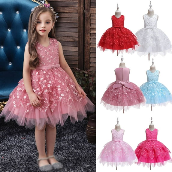 Lovebay Baby Grils Pearl Tulle Princess Dress Birthday Wedding Gown Dresses for Toddler Kids 0-5 Years