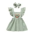 thumbnail image 1 of Lovebay Baby Grils Ruffled Sleeve Embrodered Sundress Headband Summer Outfits, 1 of 8