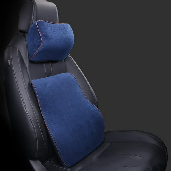 Lovebay Back Support Lumbar Cushion + Neck Pillow 2Pcs Set for Car, Computer, Office Chair,Memory Foam Back Cushion for Back Neck Pain Relief Improve Posture - 2Pcs Beige