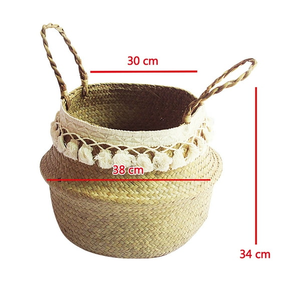 Lovebay Cotton Rope Seagrass Belly Storage Basket Indoor Flower Planter Pot Woven Organizer