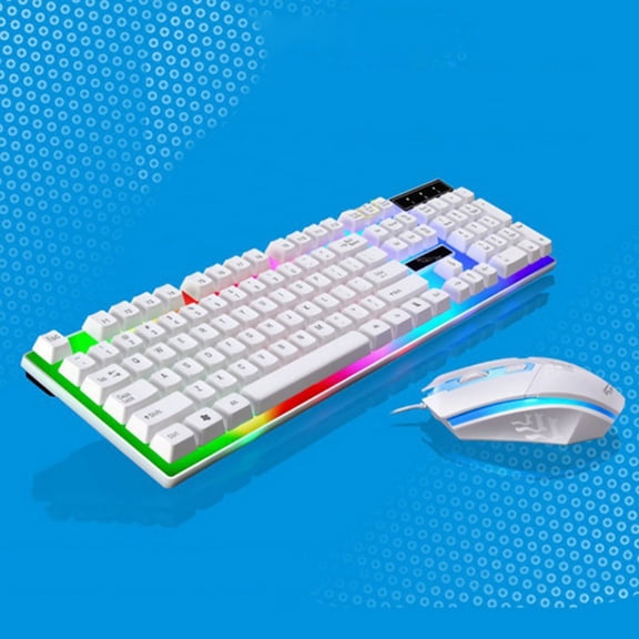 Lovebay For PS5/ PS4/PS3/Xbox Rainbow Backlit Mechanical Game Keyboard and Wired Mouse Set Compatible Desktop Computer Laptop,Wired USB