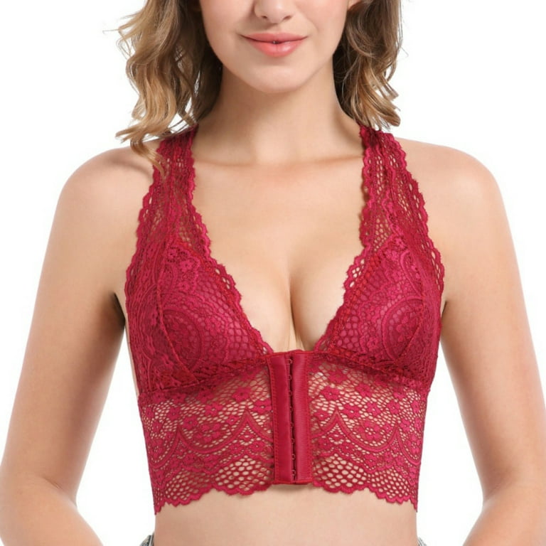 Lov French Lace Front Closure Seamless Bra for Ladies-Wirefree Bralette