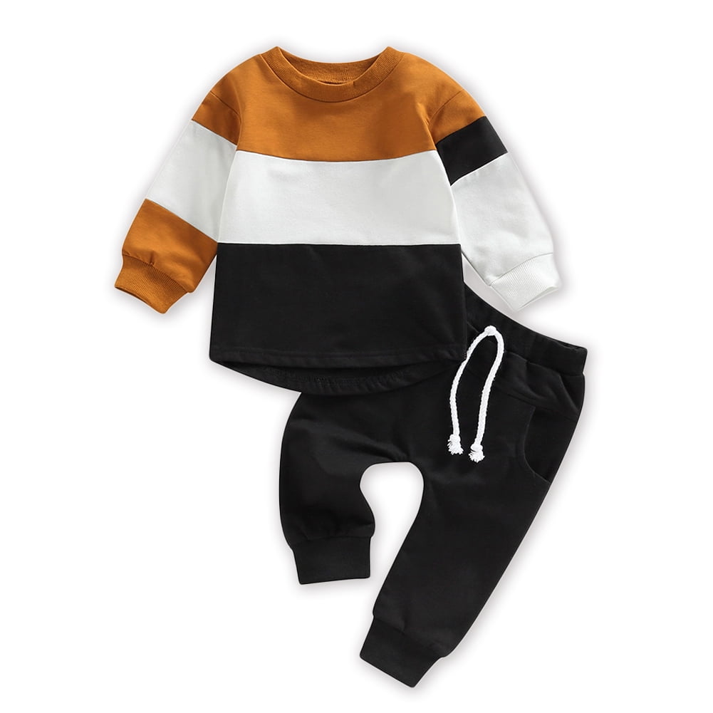 Lovebay Infant Baby Boy Color Block Sweatshirt Sweatpants Outfits Tracksuit Set 12 18 Months Walmart