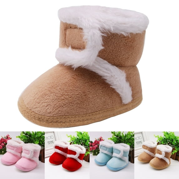 Lovebay Infant Baby Boys Girls Winter Snow Boots Anti-Slip Soft Sole Outdoor Newborn Slippers Shoes Brown 12-18 Months