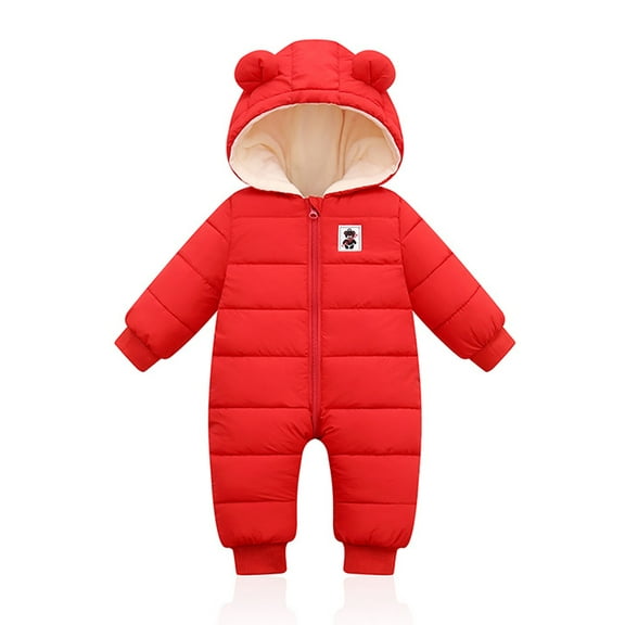 Lovebay Infant Baby Winter Down Snowsuit Newborn Hooded Romper Padded Bodysuit with Warm Fleece Lining