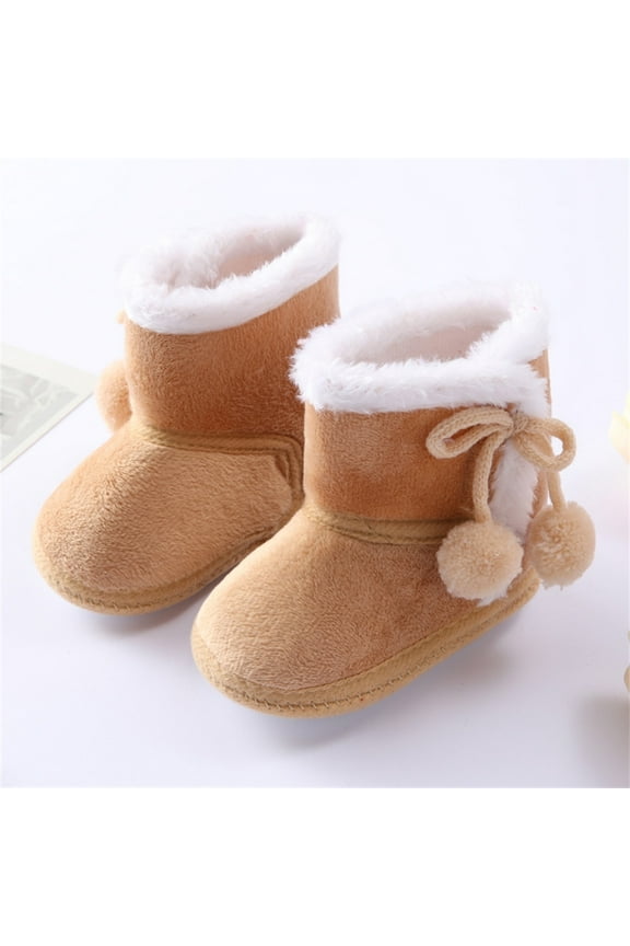Lovebay Infant Boots Winter Baby Girl Shoes Soft Sole Anti-Slip Toddler Snow Warm Prewalker Newborn Slippers Brown 12-18 Months