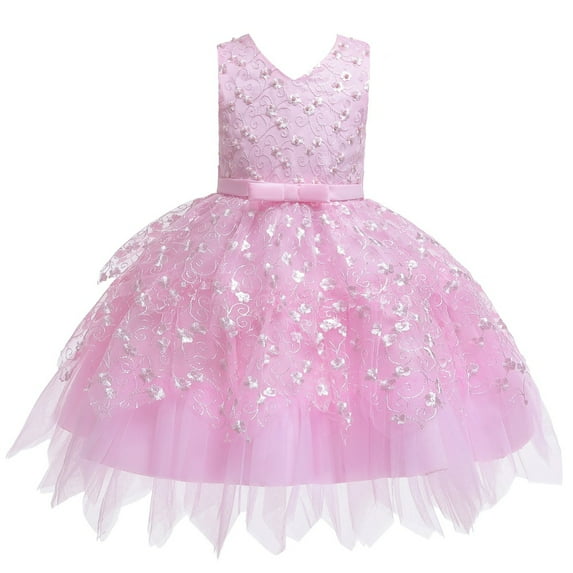 Lovebay Little Girl Princess Flower V-neck Lace Dress Kids Tutu Wedding Evening Birthday Pageant Party Formal Dresses Gown Prom