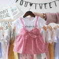 thumbnail image 1 of Lovebay Newborn Baby Girls Plaid Strap Casual Dress Summer Fake 2pc Knit Tops Sun Dress Beach Sundress, 1 of 7