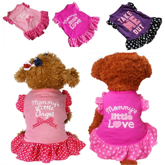 Lovebay Pet Dog Cat Girl Polka Dot Princess Dress Bowknot Sleeveless Ruffle Tutu Dresses Puppy Wedding Valentine Princess Dress