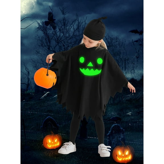 Lovebay Toddler Baby Girls Boys Halloween Costume White Ghost Smile Cape Cloak Fancy Party Cosplay with Hat