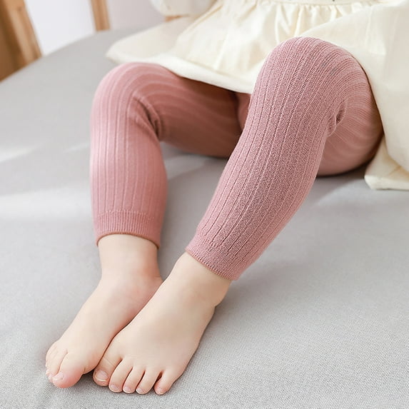 Lovebay Toddler Baby Girls Cable Knit Ankle Leggings Pants Footless Winter Tight Stockings Pink 0-1 Years