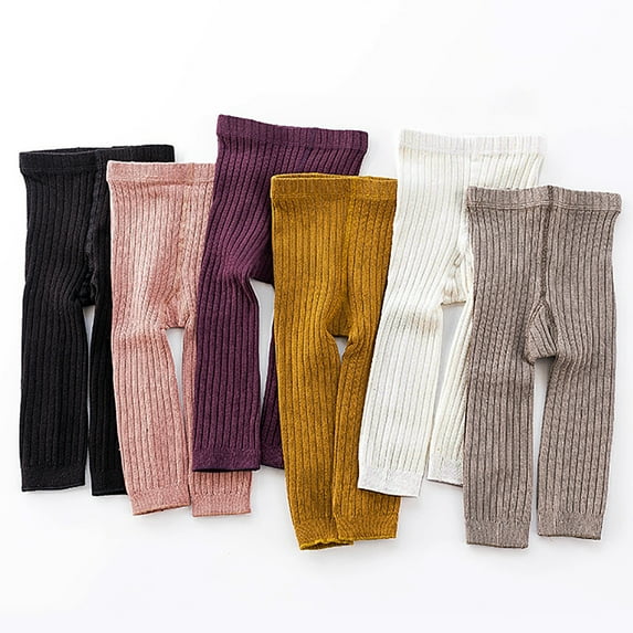 Lovebay Toddler Baby Girls Cable Knit Ankle Leggings Pants Footless Winter Tight Stockings Pink 3-5 Years