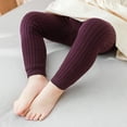 thumbnail image 1 of Lovebay Toddler Baby Girls Cable Knit Ankle Leggings Pants Footless Winter Tight Stockings Purple 0-1 Years, 1 of 6