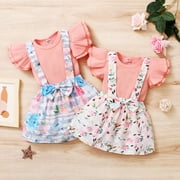 URMAGIC Lovebay Toddler Baby Girls Romper + Overalls Dress Summer Clothes Outfits