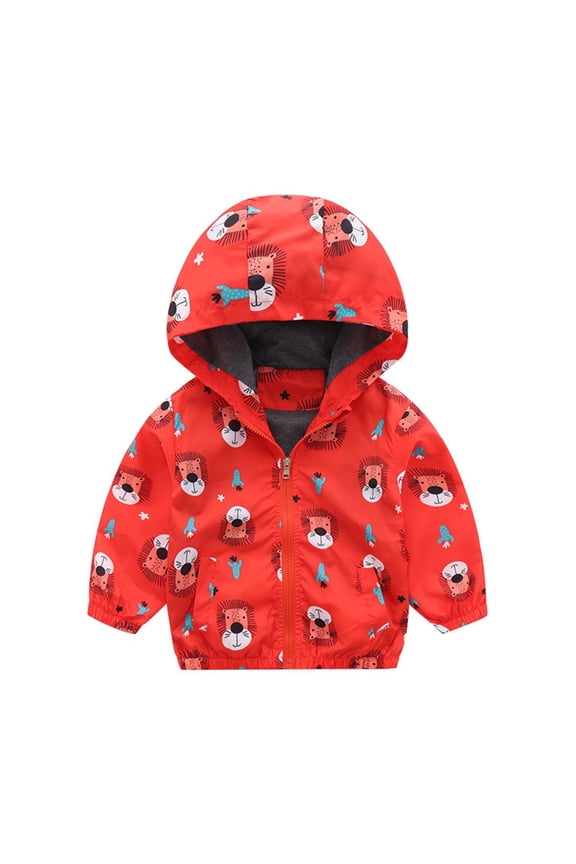 Toddler Kid Little Boys Girls Lion Hooded Raincoat Jacket Windbreaker