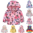 thumbnail image 1 of Lovebay Toddler Kid Little Girls Floral Cartoon Hooded Jacket Windbreaker Thin Coat, 1 of 8