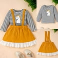 thumbnail image 1 of Lovebay Toddler Kids Girls Unicorn Tops + Suspenders Skirt Long Sleeve Outfits Set 0-3T, 1 of 12