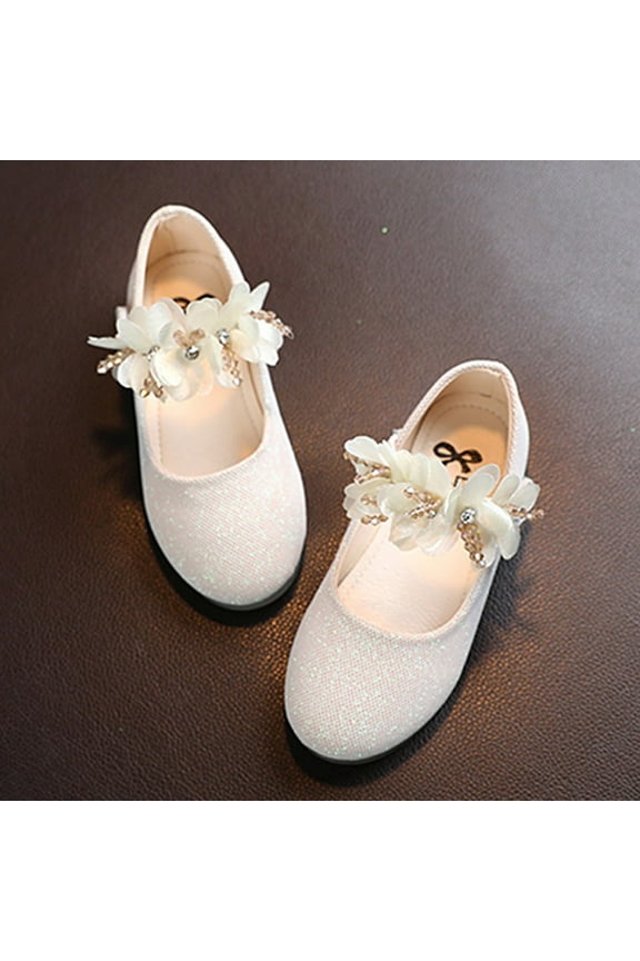 Toddler Kids Lace Flower Glitter Bridesmaid Dress Shoes Girls Mary Jane Shoe