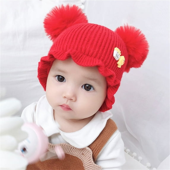 Lovebay Toddler baby Girl Baby Infant Winter Warm Crochet Knit Hat Beanie Cap for 5-20 Months Red