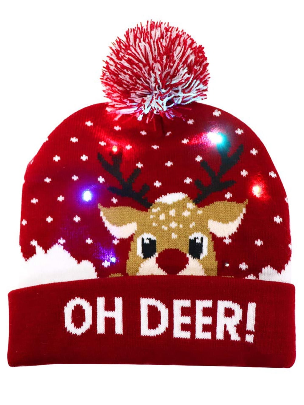 Lovebay Unisex LED Light Up Christmas Hat Warm Knitted Beanie Holiday