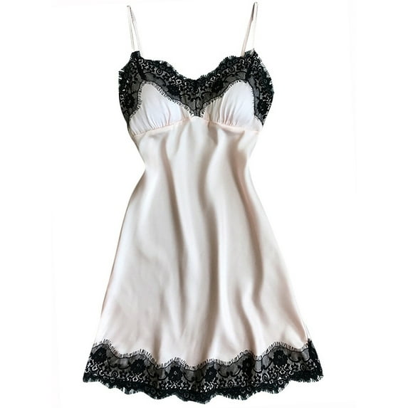 Lovebay Women Lace Satin Silk Nightdress Lingerie Sleepwear Dress Robe Nightie Gown