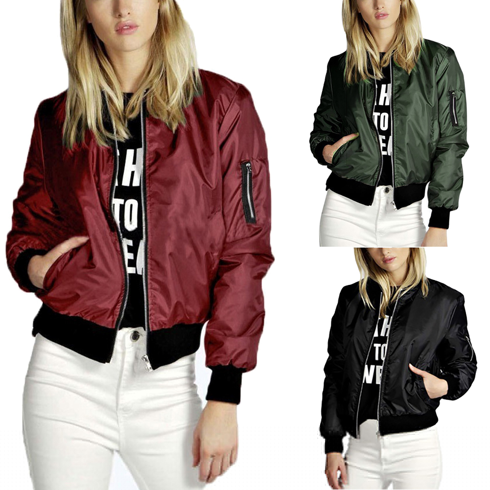 URMAGIC Lovebay Women's Bomber Jacket Lightweight Casual Spring Fall Thin with Zip Pockets Coat Outwear Wine red 2XL