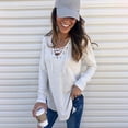 thumbnail image 1 of Lovebay Women's Long Sleeve V-Neck T-Shirt Tunic Tops Criss Cross Casual Blouse Shirts White L, 1 of 6