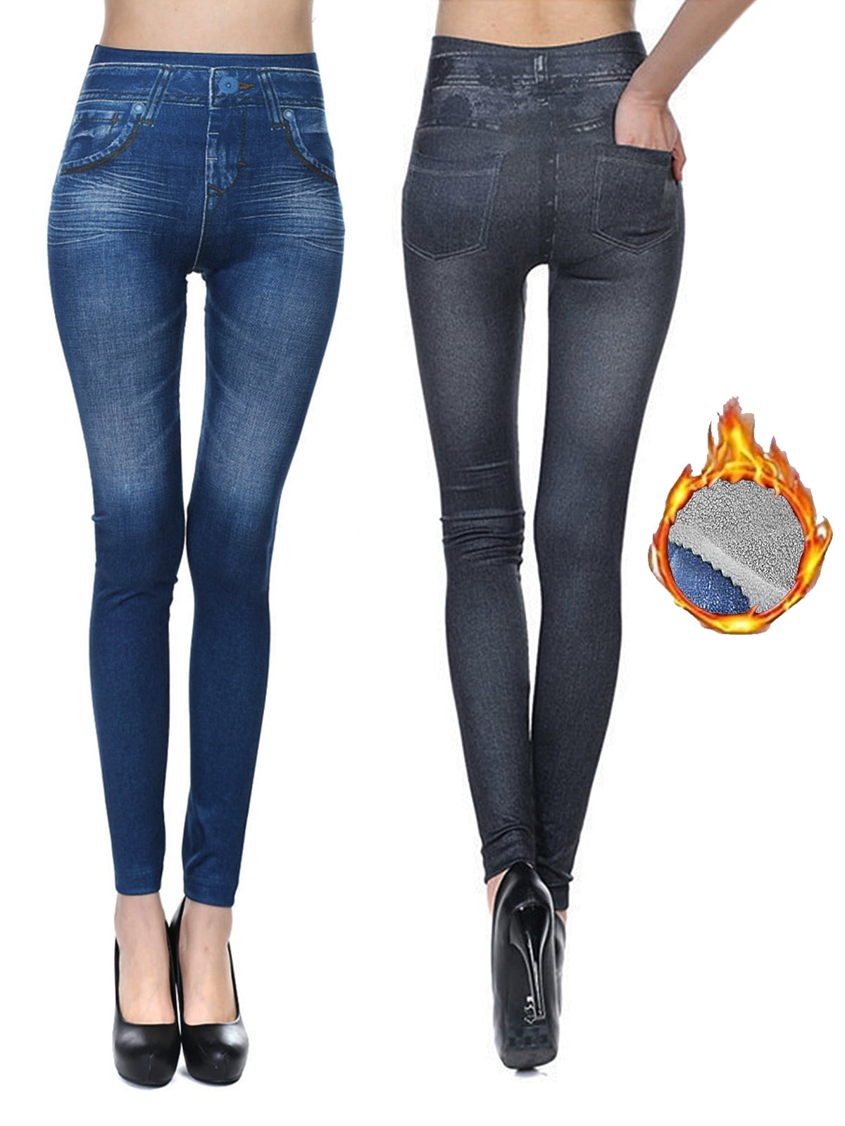 QISIWOLE Flare Jeans for Women Ladies Elastic Pull-On Skinny Flared Leg  Pants Bootcut Denim Jeggings 