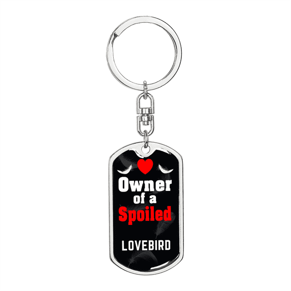Lovebird Bird Stainless Steel or 18k Gold Premium Swivel Dog Tag Keychain