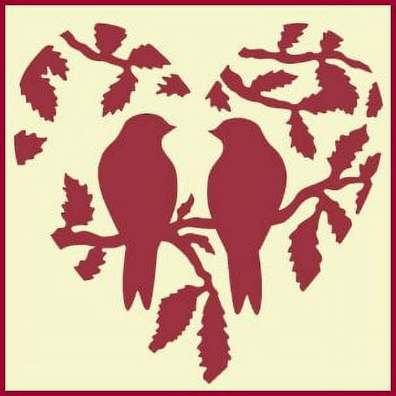 Lovebird Heart 1 Stencil - DIY Custom Wedding Romance Romantic Cupid Love Lovebird Decorations Template Reusable Laser Cut Mylar Template for Painting Home Decor Crafts - The Artful Stencil