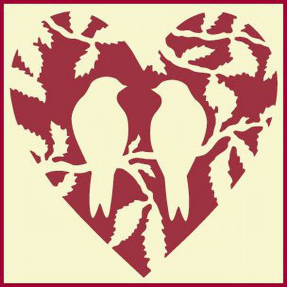 Lovebird Heart 2 Stencil - DIY Custom Wedding Romance Romantic Cupid Love Lovebird Decorations Template Reusable Laser Cut Mylar Template for Painting Home Decor Crafts - The Artful Stencil