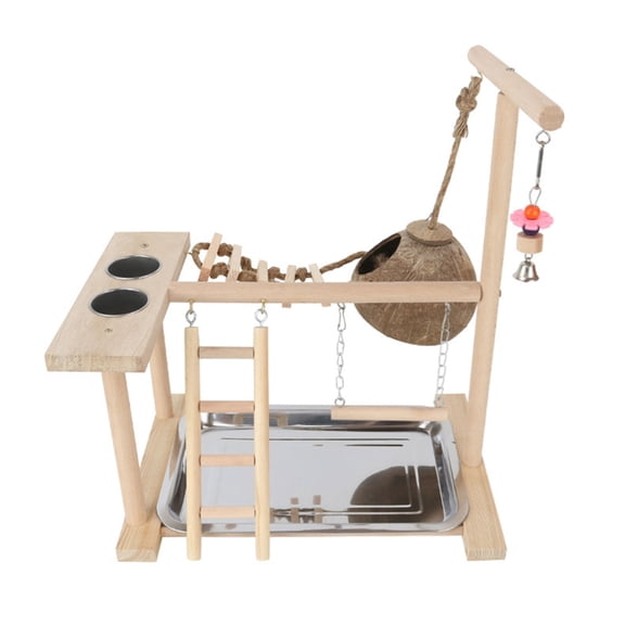 Lovebird Parrots Cage Perch Stand Bridge Nest Swing Climbing Wooden Training Ladder Toy for Bird