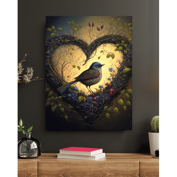 Lovebird Serenade- Birds of Love Canvas Wall Art