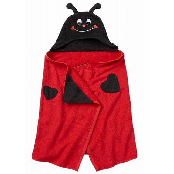 Lovebug Childrens Hooded Bath Towel in Red Ladybug Child Size Cotton Wrap