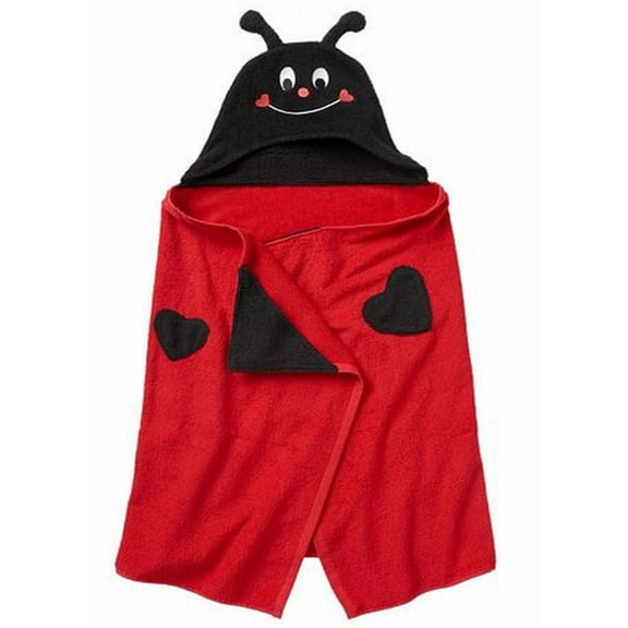 Lovebug Childrens Hooded Bath Towel in Red Ladybug Child Size Cotton Wrap