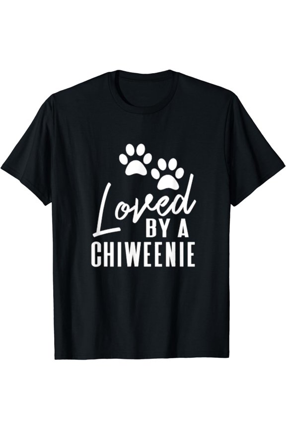 Loved By A Chiweenie Puppy Dog Paw Print T-Shirt