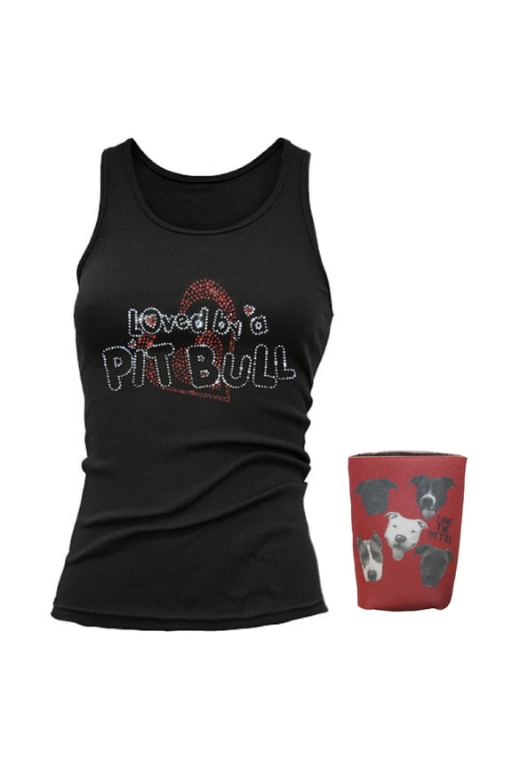 Loved By A Pit Bull Women Bling Tank & Can Holder-Multi-pack Pitbull Accessories