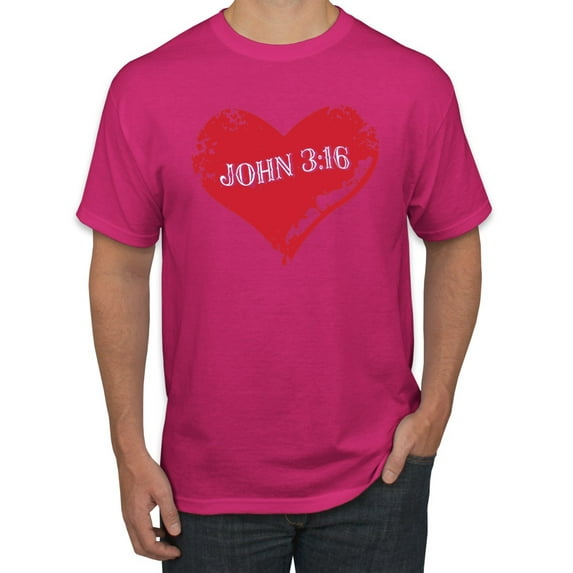 Loved John 3:16 Bible Verse Christian Inspirational/Christian Men's Graphic T-Shirt, Fuschia, Medium