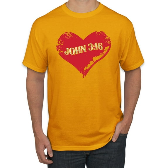 Loved John 3:16 Bible Verse Christian Inspirational/Christian Men's Graphic T-Shirt, Gold, Small