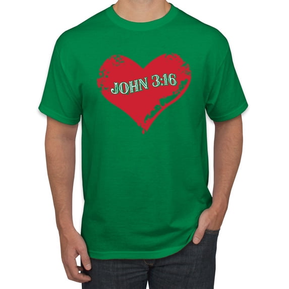 Loved John 3:16 Bible Verse Christian Inspirational/Christian Men's Graphic T-Shirt, Kelly, Small