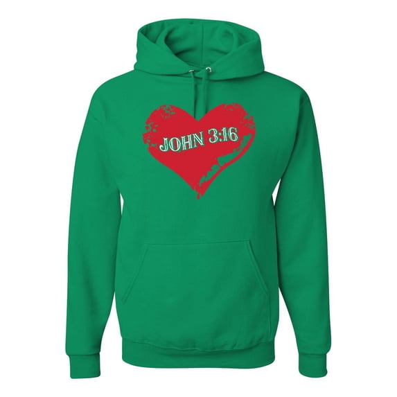 Loved John 3:16 Bible Verse Christian Inspirational/Christian Unisex Graphic Hoodie Sweatshirt, Kelly, Small