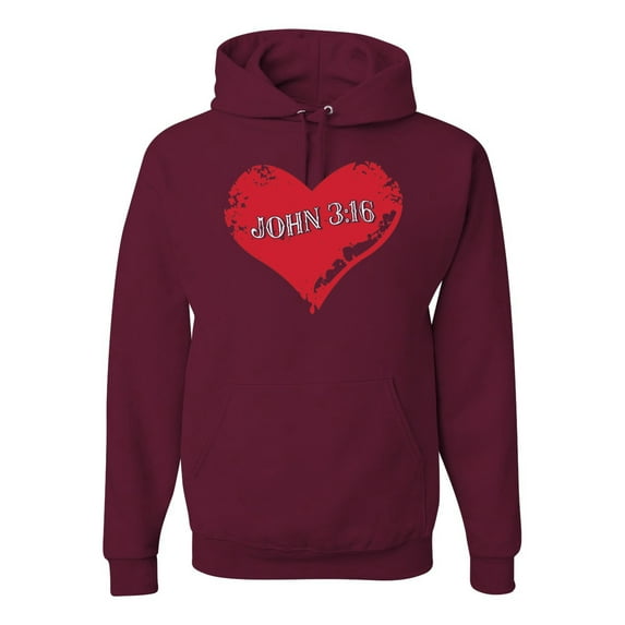 Loved John 3:16 Bible Verse Christian Inspirational/Christian Unisex Graphic Hoodie Sweatshirt, Maroon, 3XL