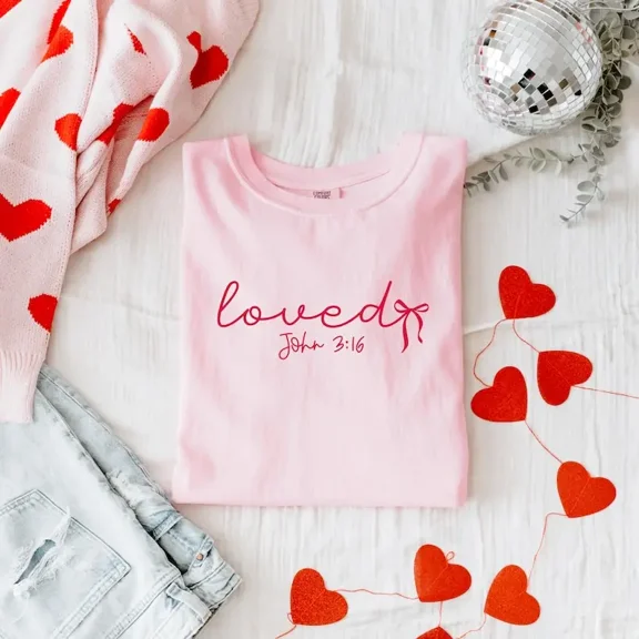 Loved John 3:16 T-shirt, Religious Valentine Tshirt, Christian Faith Tee, Gift For Her, Bible Verse Tee