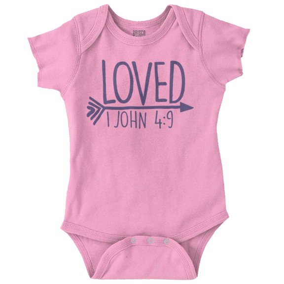 Loved John 4:9 Christian Arrow Bodysuit Jumper Girls Infant Baby Brisco Brands 24M